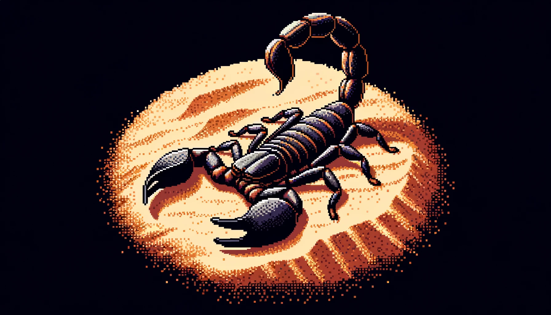 A scorpion resting on dry earth.