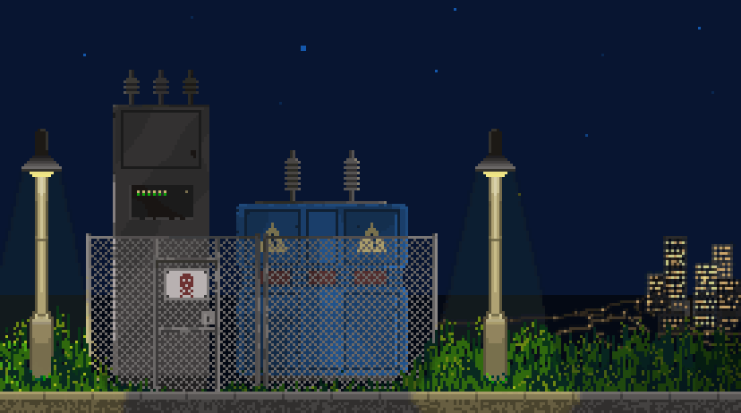 An animated scene of a city blackout